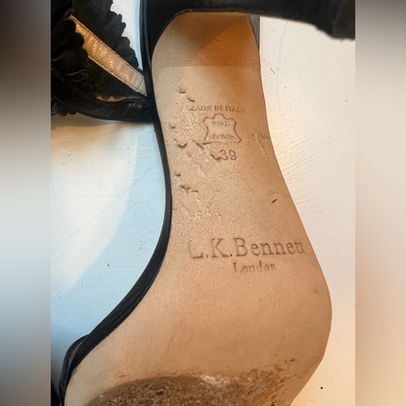 LK Bennett Renae Leather Frill Slingback Stiletto Heel 39 - Picture 10 of 12